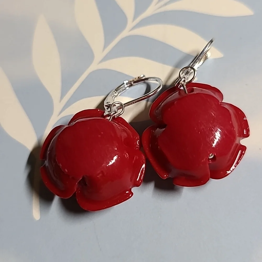 Earrings - Red Roses - Picture 4 of 4